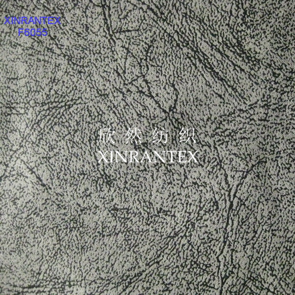 F6055 micro fibre suede fabric embossed finihsing for fake leather cloth