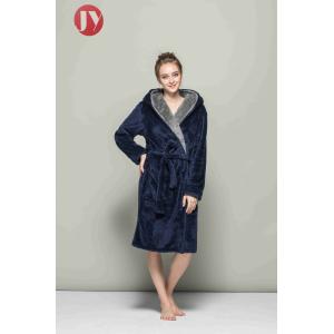 Fluffy Polyester Sherpa Fleece Hooded Robe , Unisex Full Length Warm Plush