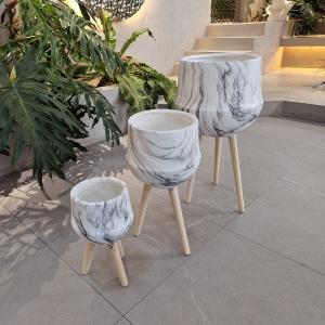 Charming Round Fiber Clay Planter For Home Garden Patio Cottage Indoor