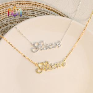 SS304L Sparkling Name Necklace With Elegant Nameplate Pendant