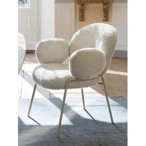 Comfortable Lambswool Upholstered Dining Chair Boucle White Upholstered Accent
