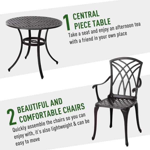 Modern Design Style Iron Frame Cast Aluminum Dining Furniture Set with Round Table