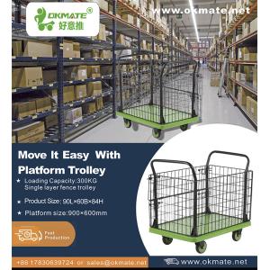 300kg Double Handrail Foldable Cart Trolley High Guardrail Portable Grocery Cart