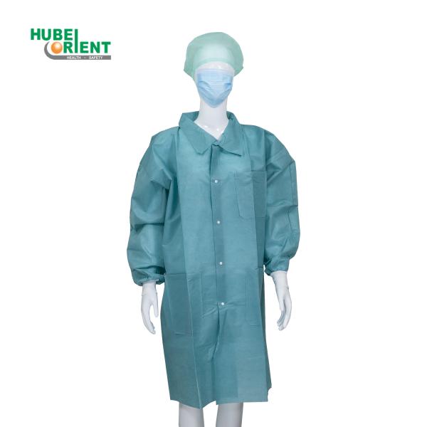 Anti Dust PP/SMS/Microporous/Tyvek Disposable Protective Lab Coat With Elastic