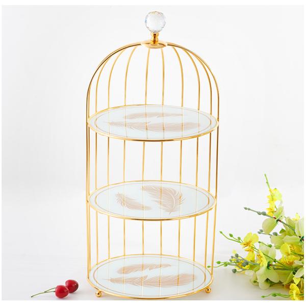55.5cm Height Electroplating 3 Tier Wire Fruit Basket