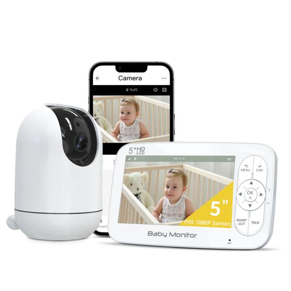 Quality 5 Inch 1080P WiFi Baby Monitor with 5000mAh Battery and Night Vision wholesale