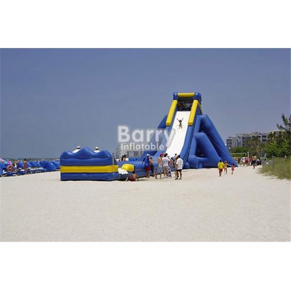 PVC Tarpaulin Material Blue Giant Inflatable Water Slide For Adult One Lanes