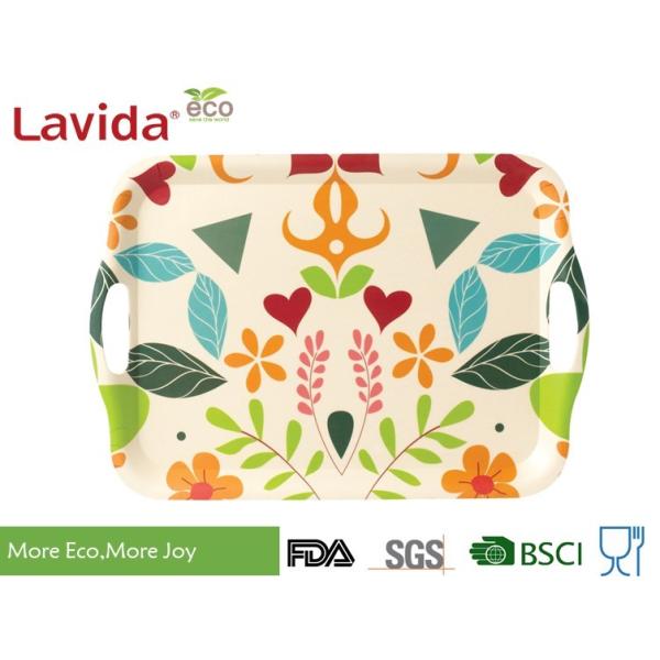 BSCI Audi Factory Bamboo Fiber Tray with side handles Bread Coffee Serving Tray