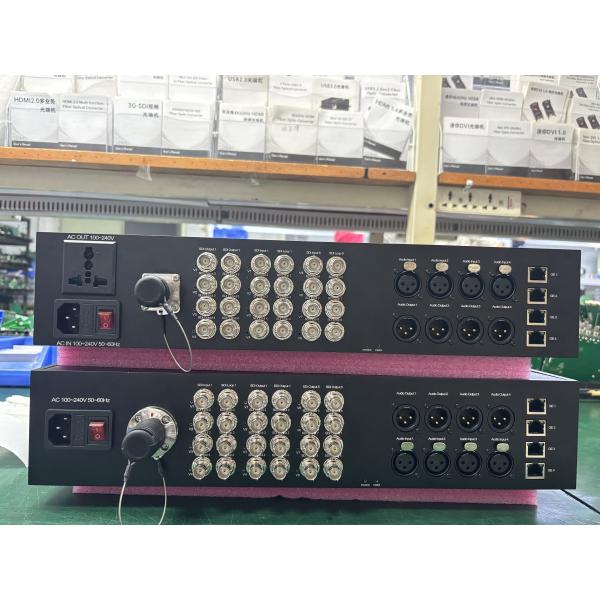 Quality 12-Channel 12G-SDI Fiber Optic Converter + 4CH XLR Balanced Audio + 4CH 1GB Ethernet, With SMPTE Fiber Connector to Transmit wholesale