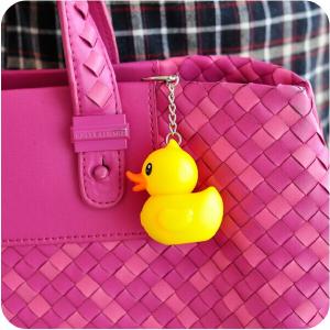 Environmental rubber LED Yellow little cute duck sound & flash light key chain