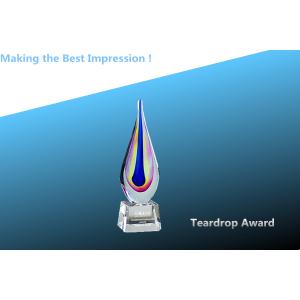 expression crystal red teardrop award/glass teardrop trophy/glass red teardrop