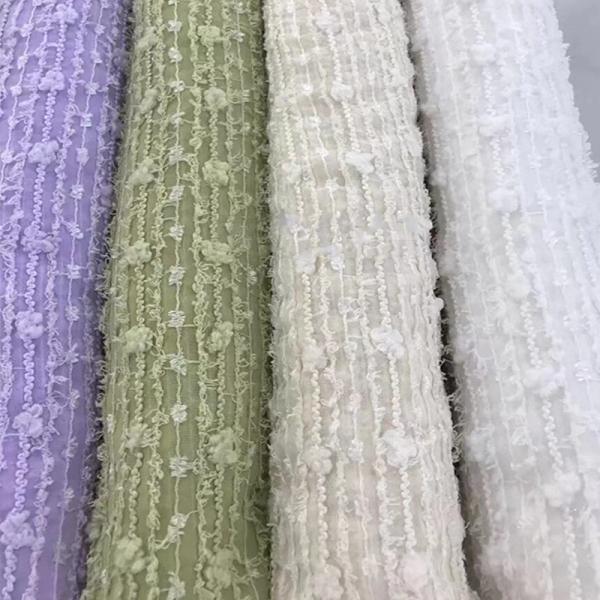 Quality 145cm Polyester Embossed Jacquard Fabric Embroidered Crinkled Crepe Fabric wholesale