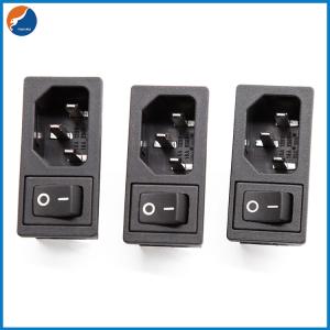 R14-B-1EB1 3P IEC 320 Plug Connector C14 Inlet Male AC Power Socket With ON OFF