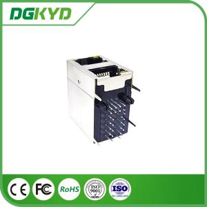 100 Base - T Stacked 2 Port Rj45 Jack Module With Magnetic Right Angle Ethernet