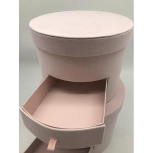 Custom Order Pink Cylinder Velvet Box Packaging with Drawer and Round Design