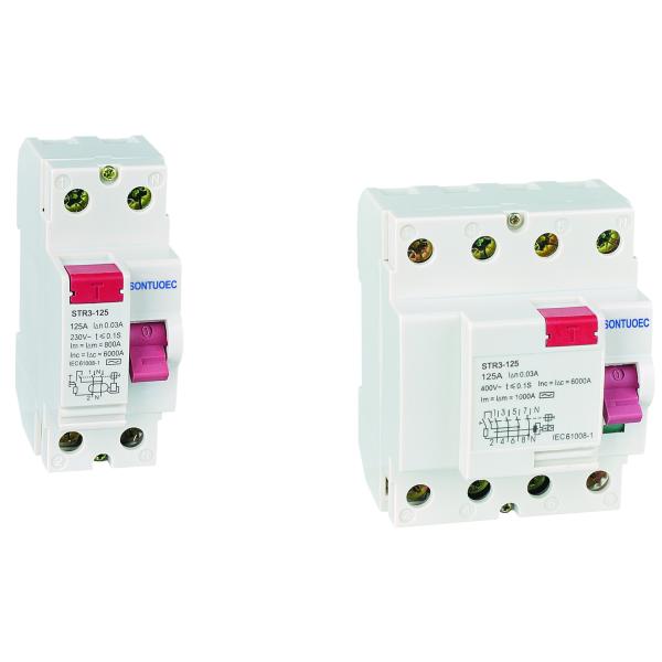 Quality Din Rail STR3-125 series RCCB Residual Current Circuit Breaker Electronic 230 / 400V wholesale