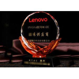 Annual Meeting Colored Glaze Trophy Cup With Round Crystal In Hand Design