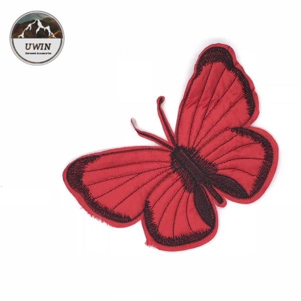 Red Butterfly Custom Chenille Patches Sew On Style 21*14.5CM Size For Work