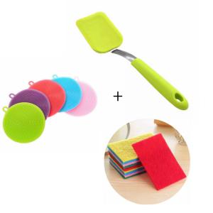 Multipurpose Dish Wash Scrubber , Long Life Span Dish Scrubber With Handle
