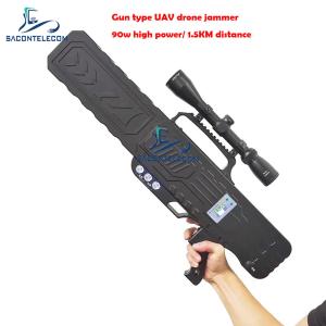 Portable Drone Signal Jammer 2KM Distance Gun Type 90w Powerful