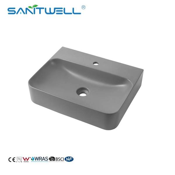 Quality 2022 New Design AB8522 Ceramic Wash Hand Basins Matt Grey Rectangle Shape Above Counter Sinks wholesale