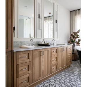 Veneer and Lacquer Finished American Kitchen Cabinet Set with Waste Container