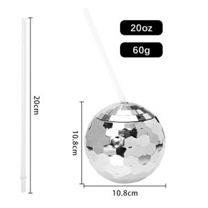 600ml Unique Disco Ball Cups Electroplated Flash Spherical Double Wall Plastic