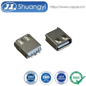 Cheap High-Durability USB A Female 180° Wire-Solder Connector | Gold-Flash Terminals | Electrical Signal Transmission Connector for sale