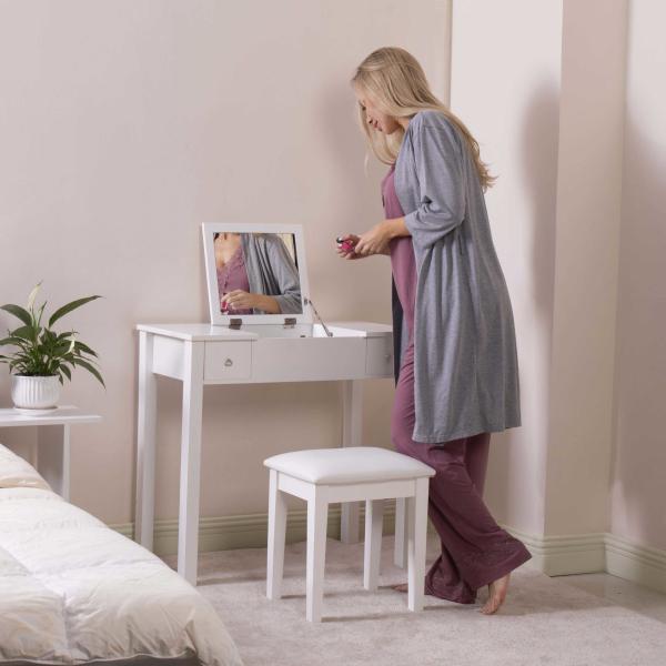 Quality Shipping from U.S. warehouse-NC Painting E1 MDF Board Venetian Mirror Makeup Dressing Tables wholesale