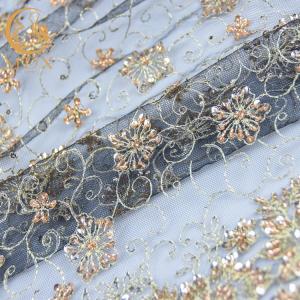 Nigerian Sparkling Sequin Lace Fabric Handmade Sewing Embroidered