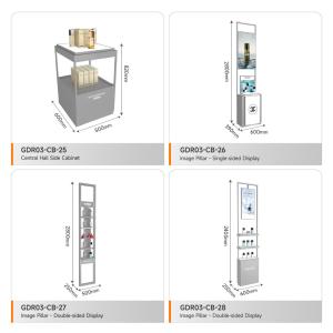 Display Showcase Grey Wooden Boutique Edge Cabinet With Led Lights For Visual