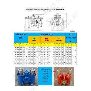 Cheap PARAMETER SELECTION TABLE FOR DUPLEX OIL STRAINER &amp; DOUBLE OIL FILTER AS65 CB/T425 for sale