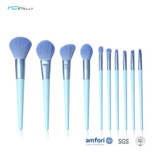 Cheap Blue Handle 10PCS BSCI Complete Makeup Brush Set for sale