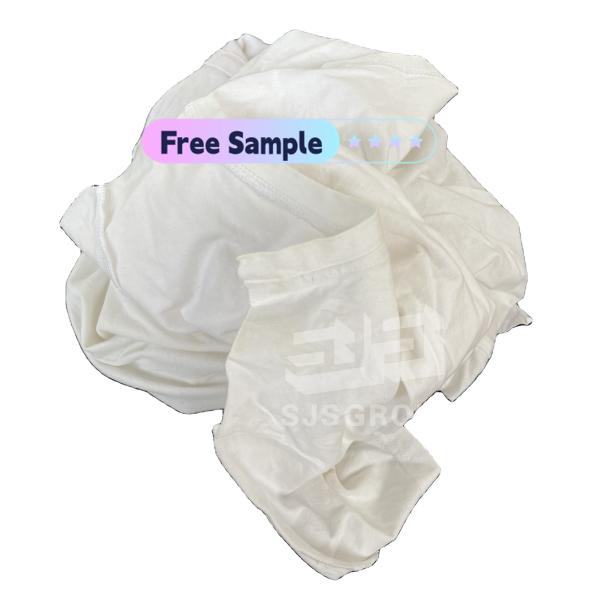 Quality 0.5-400 KG Bale Low lint 10kg Bag Rags Bleached Hosiery white T Shirt Rags Cotton Cleaning Rags in a Bag wholesale