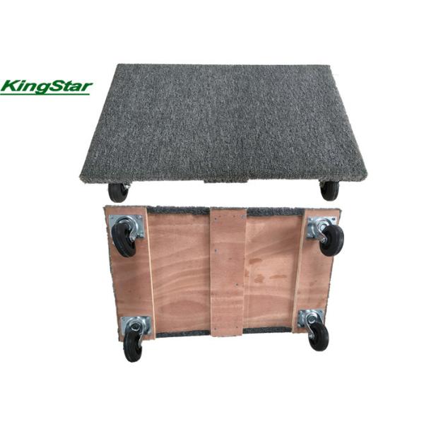 Open 4 Wheel Carpeted Furniture Dolly Cart With Heavy Duty Hardwood Frame