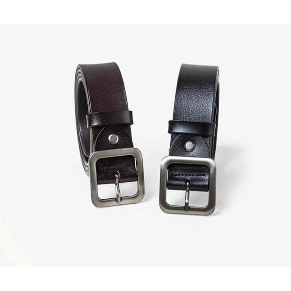 Quality 4.0cm Width Mens Casual Leather Belt Rectangle Old Silver Buckle wholesale