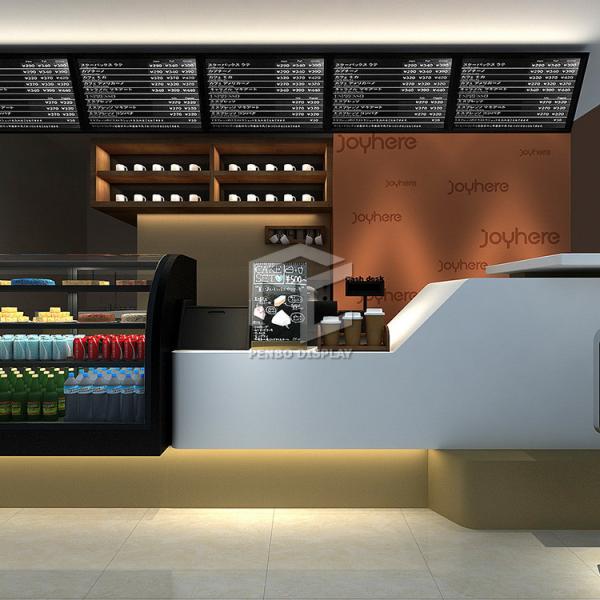 OEM Modern Tea Shop Kiosk T4 Light Finished Laminate Surface