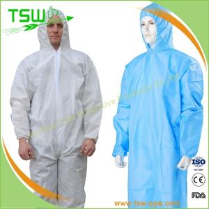 Blue SMS Disposable Chemical Coveralls With Elastic Wrist