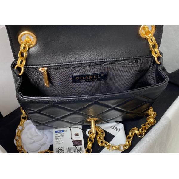 Carved Retro Square Fat Chain Bag Real Sheepskin Chain Shoulder Bag