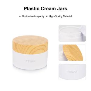 120ml cylindrical white Smooth Plastic Bottle With bamboo Lid For Empty Cream
