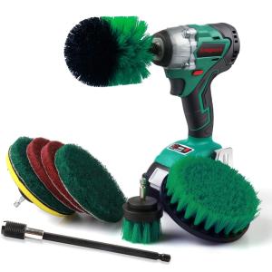 Nylon Drill Brush Attachment Kit 9 In 1 With 6" Long Reach Extension
