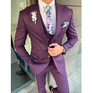 Cheap Purple 3 Piece Tuxedo Suit For Men 49% Viscon 49% Polyamide 2% Elestan for sale