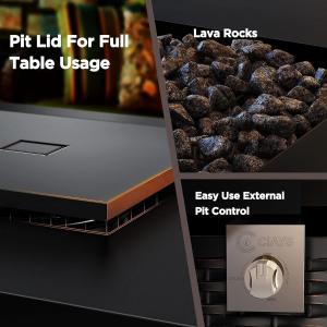 28"D x 28"W x 25"H Square Outdoor Propane Fire Pit Table 50000 BTU Steel