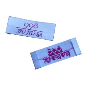 Hi quality Shining Satin surface Woven Labels Washable With Pink Logo ODM