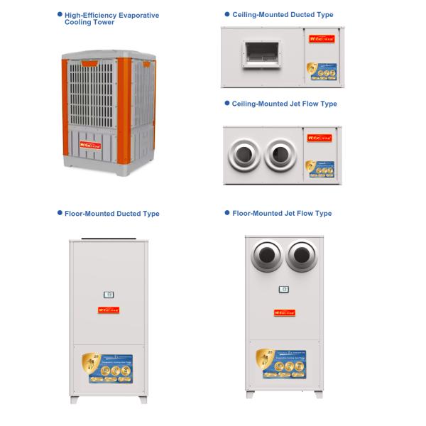 Special Offer for Evaporative Water Cooling AC sets Floor Ceiling Jet Flow Indoor with Plastic Outdoor