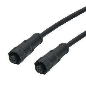 3 - 8 Pin M12 Waterproof Connector Female Overmolded Plastic Black Cable