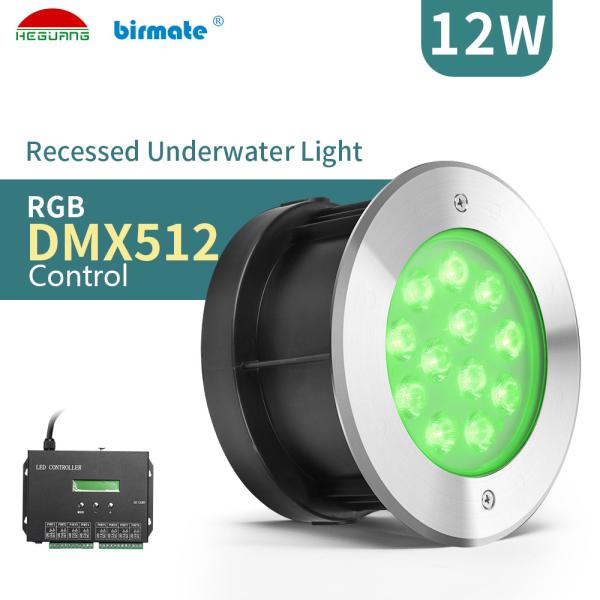 Quality DMX512 Control Underwater LED Spotlights 12W RGB Color Changing IP68 wholesale