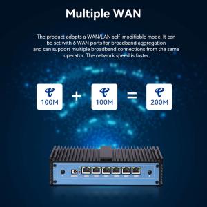 Intel 3865U Celeron Mini PC Router With Eight Ethernet DDR4 16GB RAM Fanless