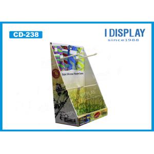 Phone Case Paper / Cardboard Counter Display With Plastic Hooks
