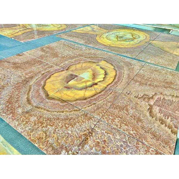 Backlit Red Onyx Marble Stone Book Matched Slab for Transparent Marble Table Pattern